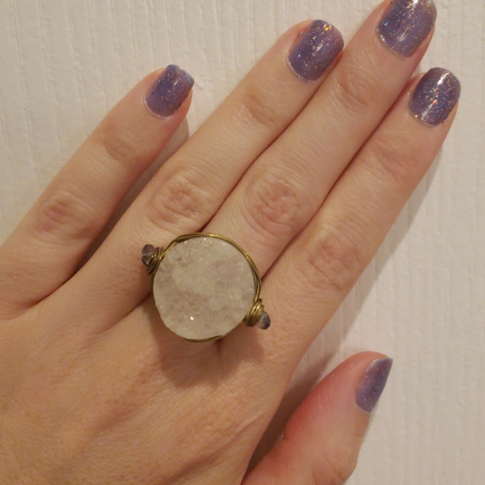 Olia White Druzy Ring